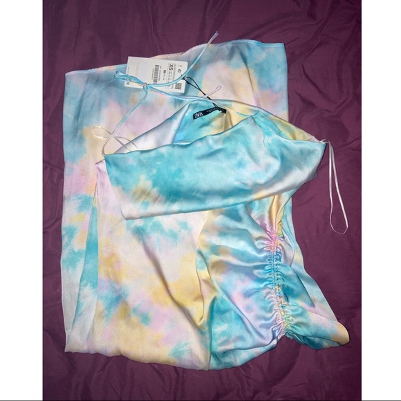 ZARA TIE DYE SATIN DRESS - Picture 3 of 4